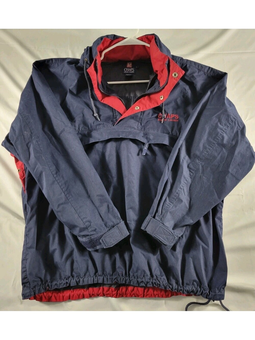 Men Vintage 90’s Chaps Ralph Lauren Windbreaker Anorak Blue Red Jacket Large